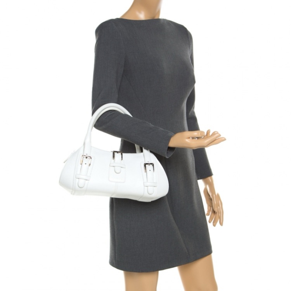 Loewe White Leather Senda Satchel with matching wallet